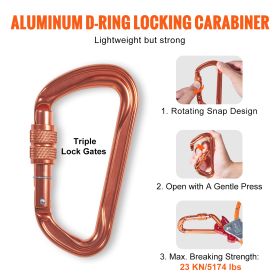 VEVOR Steel Core Flipline, Arborist Flipline, Flip Line For Tree Climbing With Alloy Steel Snap Hook, Aluminum Alloy Carabiner And Extra Tool Lanyard