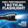 Taclight Tac Flashlight with 5 Modes Zoom 40X Brighter High Lumens Weather Proof Flashlight As Seen on TV