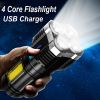 Multi-function LED Display Flashlight; 4-Mode Brightness Adjustment For Outdoor Emergency Use