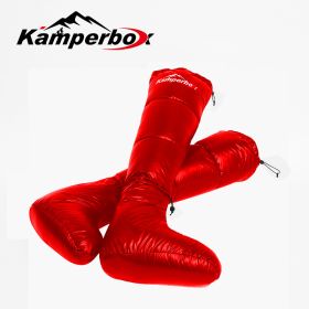 Camping Down Socks Down Boots Sleeping Bag Socks Down Boots Camping Sleep Boots Kamperbox Sleeping Bag Down Boots (Color: Red)