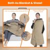 USB Heated Blanket Electric Heated Poncho Shawl Wrap Throw with Zipper Arm Holes Pocket 3 Heating Levels 6 Zones Dual Switch 5V/2A Machine Washable fo